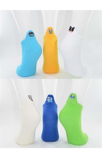 Flora Emojili Bayan Patik Çorap (6 lı) - (36/40)