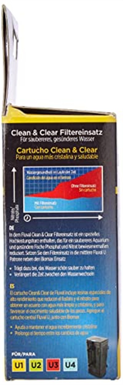Fluval Clean & Clear filtre kartuşu, daha sağlıklı su için yüksek performanslı reçine, Fluval U1, U2, U3 ve U4 iç filtre için, 2li paket