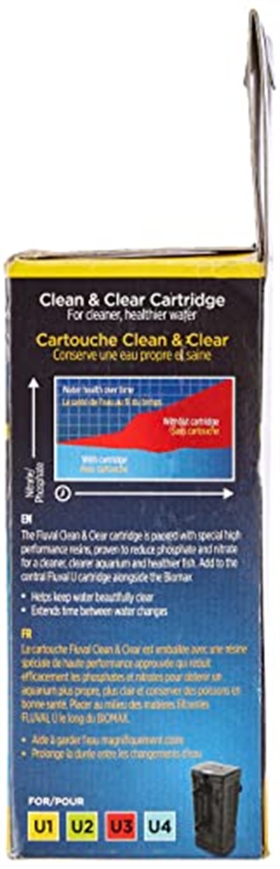 Fluval Clean & Clear filtre kartuşu, daha sağlıklı su için yüksek performanslı reçine, Fluval U1, U2, U3 ve U4 iç filtre için, 2li paket
