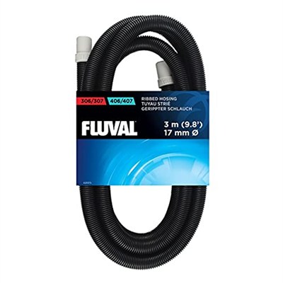 Fluval Oluklu yedek hortum 3 m, çap 17 mm Fluval dış filtre 304, 404, 305, 405, 306 ve 406 için, siyah/gri