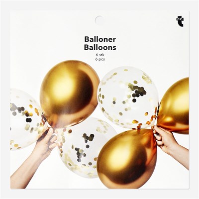 Flying Tiger Copenhagen 6lı Gold Detaylı Konfetili Balon Seti