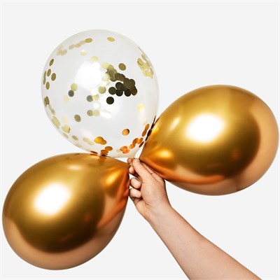 Flying Tiger Copenhagen 6lı Gold Detaylı Konfetili Balon Seti