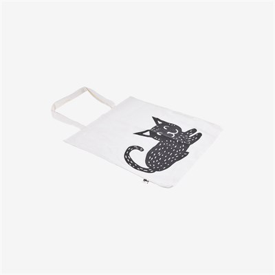 Flying Tiger Copenhagen Kedi Desenli Beyaz Bez Çanta