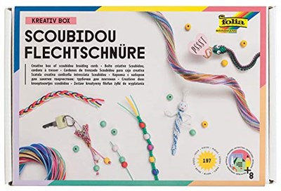 folia 73019 - Yaratıcı Kutu Scoubidou Örgü İpler, El İşi Seti, 197 Parça Kılavuz Dahil - Kişisel Scoubidous ve Bileklikler tasarlamak için
