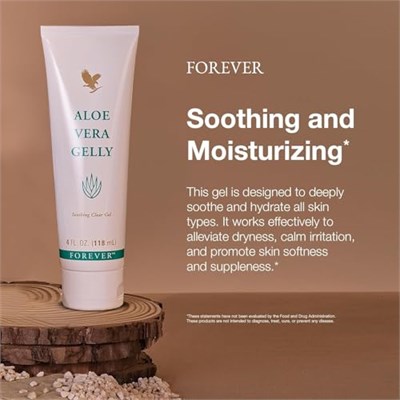 Forever Living - Aloe Vera Gelly - Saf Aloe Jel, Yatıştırıcı ve Nemlendirici Cilt, Lekelenmez ve Hızlı Emici, Vegan ve Glutensiz, 4 fl oz