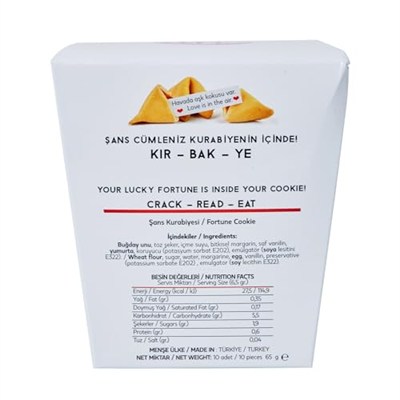 Fortune Cookie/Şans Kurabiyesi 10lu Kutu (Hazır Dilekler/Fallar)