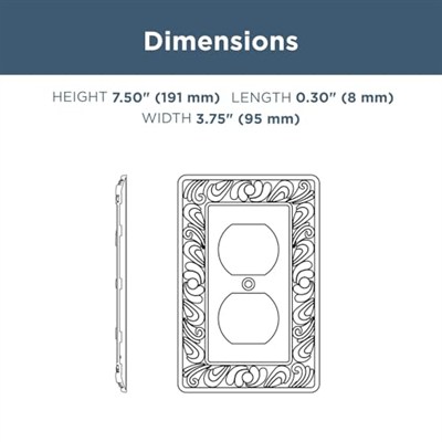 Franklin Brass Paisley Duvar Plakası, Eskitme Antik Pirinç Tek Dubleks Anahtar Kapağı, 3lü Paket, W10110V-ABT-R