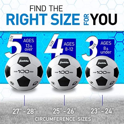 Franklin Sports Competition F-100 Soccer Ball - Available In Size 3, Size 4 and Size 5 - Youth and Adult Soccer Ball - Available As Individual Ball or Bulk (12) Deflated with Pump
