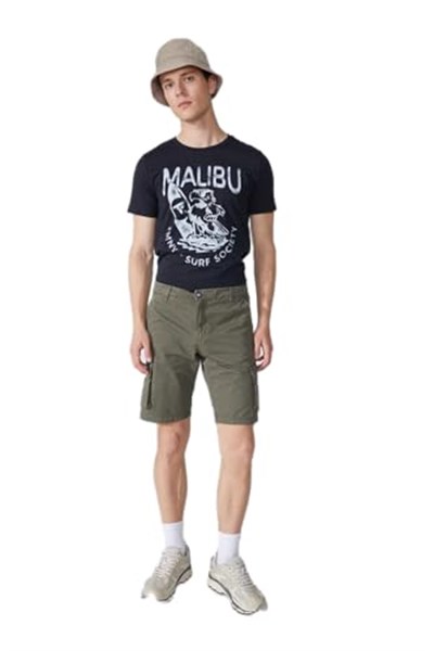 Fred Mello Normal Bel Slim Fit Bermuda Şort, 30, 5003031678, Haki, Erkek
