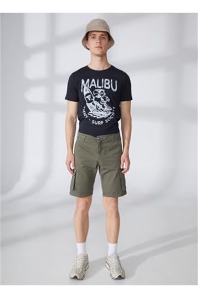 Fred Mello Normal Bel Slim Fit Bermuda Şort, 30, 5003031678, Haki, Erkek