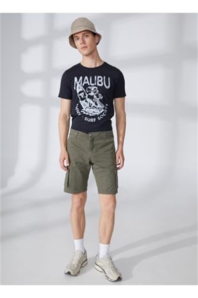 Fred Mello Normal Bel Slim Fit Bermuda Şort, 30, 5003031678, Haki, Erkek