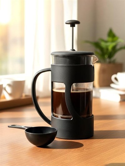 Frenchpress 350ml kaşık hediyeli,ısıya dayanıklı,paslanmaz filtre