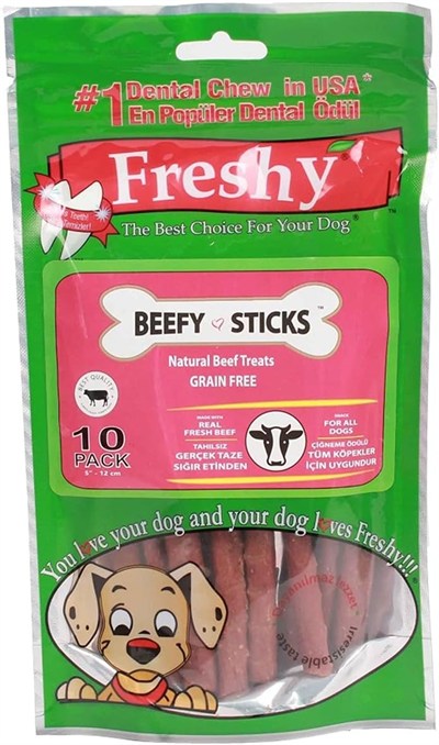 Freshy Beefy Sticks Sığır Etli Tahılsız Köpek Ödülü 100 gr 10 Adet