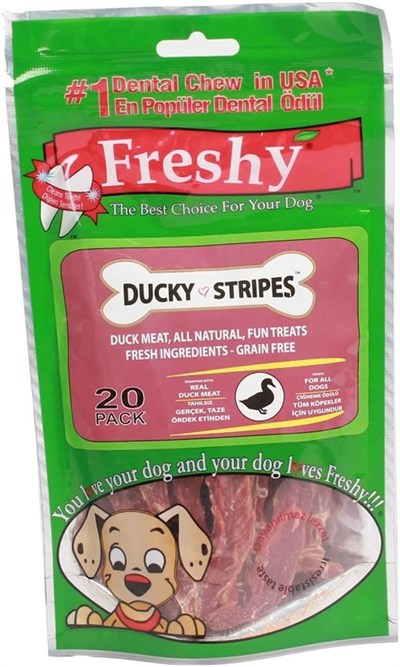 Freshy Ducky Stripes Gerçek Ördek Etli Köpek Ödül 20 Li Renkli