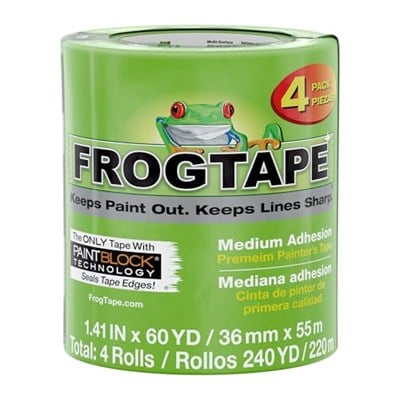 FrogTape Çok Yüzeyli Boyacı Bandı, PAINTBLOCK Teknoloji, 3.6 cm x 54.9 m, Yeşil, 4 Rulo (240660)