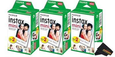 Fujifilm 16437396 Instax Mini Twin Pack Resim Formatı, Anında Gün Işığı Filmi, 3lü Paket (60 Çekim)
