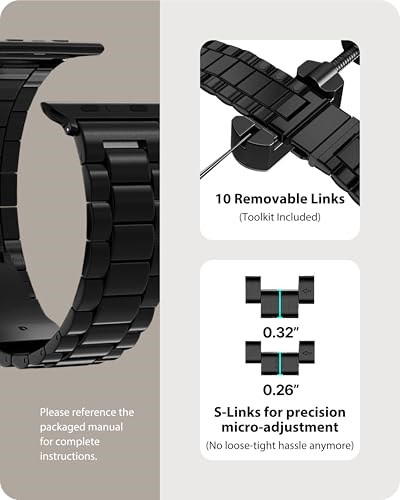 Fullmosa-Fullmosa Apple Watch Kayışlarıyla Uyumlu Serisi 8 7 45mm Ultra 49mm Serisi 6 SE/SE2 5 4 44mm Serisi 3 42mm Metal Paslanmaz Çelik Yedek iWatch Bantları Siyah ve Koruyucu Kılıf