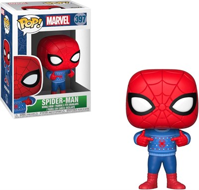 Funko 33983 Marvel: Holiday Spider-Man w/Ugly Sweater POP Bobble, Multi