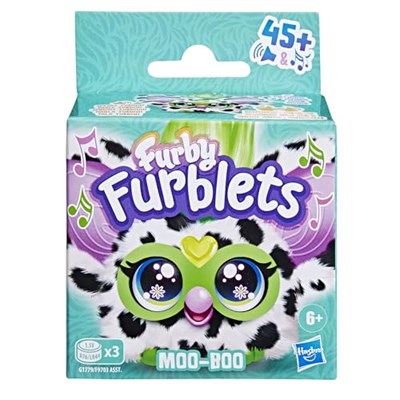 Furby Furblets Moo-Boo Mini Friend, Kızlar ve Erkekler için Elektronik Peluş Oyuncaklar, İnek, Siyah ve Beyaz, Mobilya Konuşuyor ve Müzik Çalar, Seri 5, Okula Dönüş Hediyeleri, 6 Yaş ve Üzeri