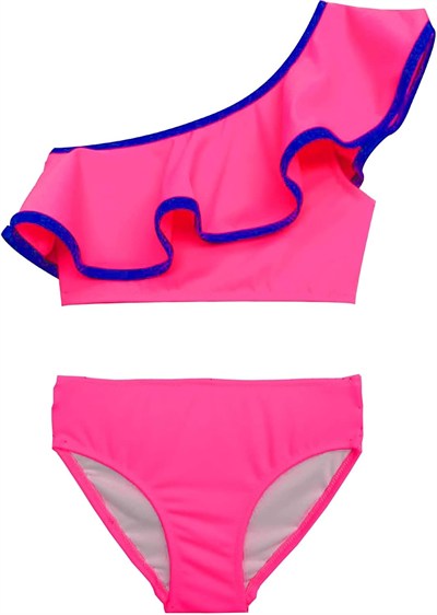 Fuşya mor biyeli kız çocuk bikini takım DB200621BT