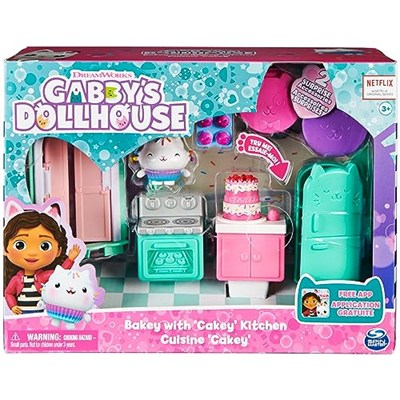 GabbyS Dollhouse Lüks Oda, Bakey With Cakey, Kuchi ile Mutfak (İngilizce Cakey), 3 Mobilya Parçalı ve Aksesuar Parçalı 2 Sürpriz Kutulu
