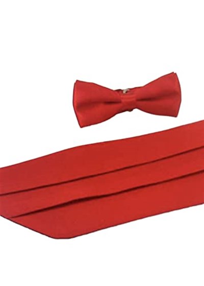 Gaffy Kırmızı Çocuk Boy Düz Renk Saten Kuşak Papyon Takım KLR GYM CKPS-03