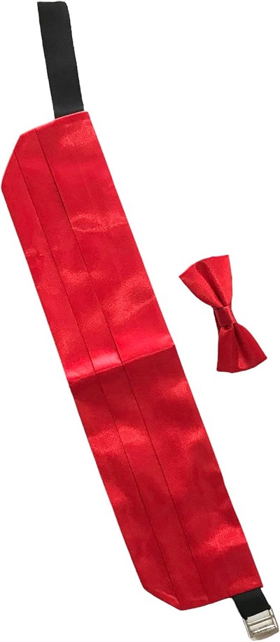 Gaffy Kırmızı Çocuk Boy Düz Renk Saten Kuşak Papyon Takım KLR GYM CKPS-03