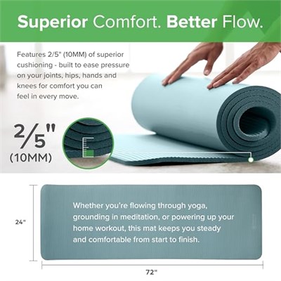 Gaiam Essentials Kalın Yoga Minderi Fitness ve Egzersiz Minderi Kolay Sıkmalı Yoga Minderi Taşıyıcı Kayış, 183 cm U x 61 cm G x 1 cm Kalınlık