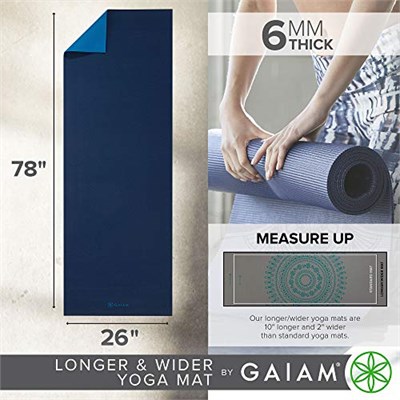 Gaiam Her Türlü Yoga, Pilates ve Zemin Egzersizleri için Baskı Yoga Minderi, Kaymaz Egzersiz ve Fitness Minderi
