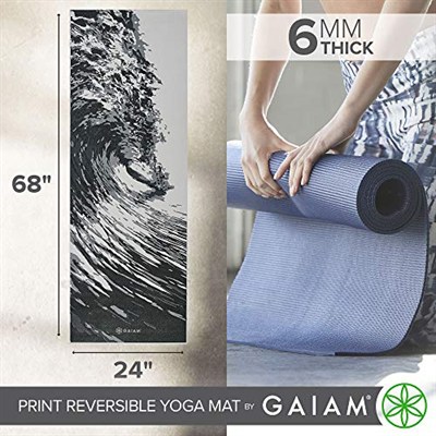 Gaiam Yoga Mat Premium Print Reversible Extra Thick Exercise & Fitness Mat for All Types of Yoga, Pilates & Floor Exercises