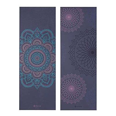 Gaiam Yoga Matı, Premium 6 mm Baskılı Ters Çevrilebilir, Kaymaz Egzersiz ve Fitness Matı, Tüm Yoga, Pilates ve Yer Egzersizleri için (172 cm x 61 cm x 6 mm Kalınlık)