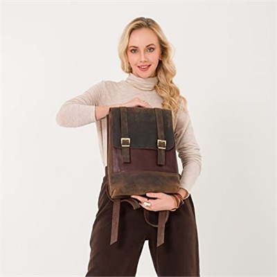 GALATA LEATHER | EL YAPIMI UNISEX DERİ SIRT ÇANTASI - ZAGREB - KAHVERENGİ