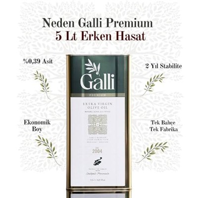 Galli Premium 5 Litre Teneke Soğuk Sıkım Zeytinyağı