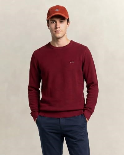 GANT Erkek Bordo Regular Fit Bisiklet Yaka Kazak