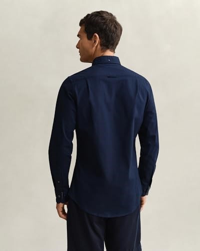 GANT Erkek Lacivert Slim Fit Çizgili Logolu Gömlek