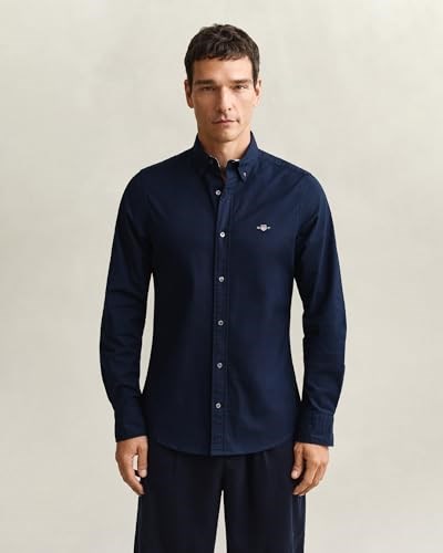 GANT Erkek Lacivert Slim Fit Çizgili Logolu Gömlek