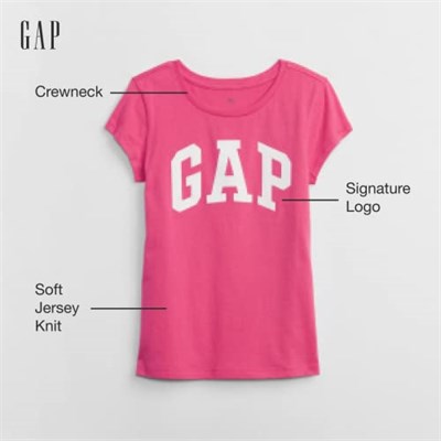 GAP V-hs Ss Value Logolu Tişört Tişört kız çocukları