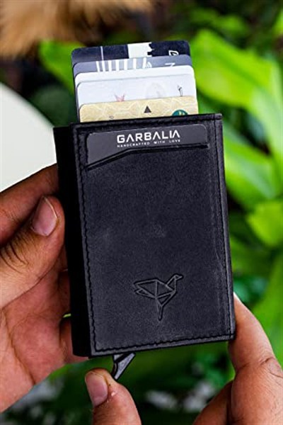 Garbalia Bryant Crazy Deri Mekanizmalı Kartlık Cüzdan Siyah