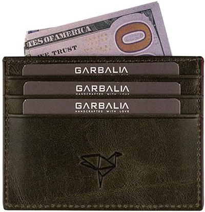 Garbalia Madalyon Crazy Deri Unisex Slim Kartlık Cüzdan Yeşil