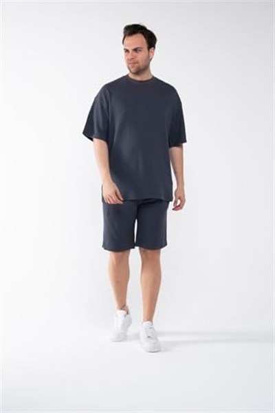 GAREN Erkek Oversize Keten Şort T-Shirt Takım - Organik Kumaş - MM-644