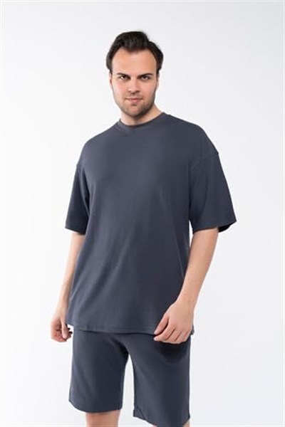 GAREN Erkek Oversize Keten Şort T-Shirt Takım - Organik Kumaş - MM-644