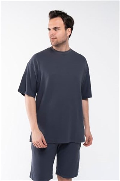 GAREN Erkek Oversize Keten Şort T-Shirt Takım - Organik Kumaş - MM-644