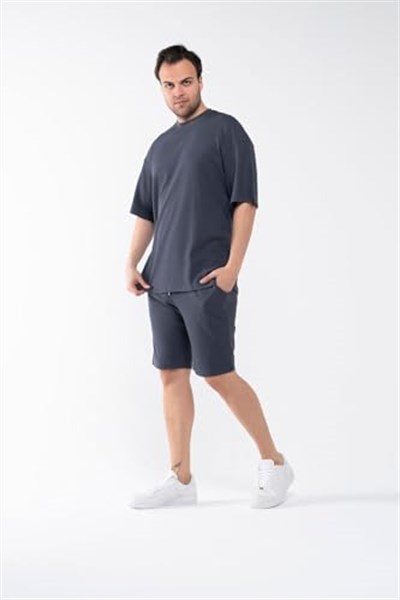 GAREN Erkek Oversize Keten Şort T-Shirt Takım - Organik Kumaş - MM-644
