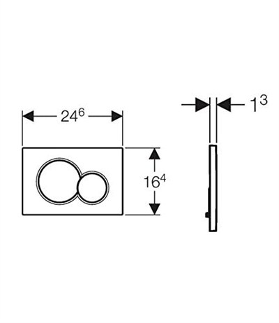 Geberit Sigma01 tetikleme plakası, krom kaplı plastikten yüksek kaliteli basma plakası, 2 miktarlı yıkama için, önden çalıştırma, basma çubukları ses yalıtımlı, ürün no. GEB115770215