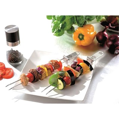 Gefu Schaschlik-Şiş Twinco 15420-2li Set 32 cm Şişler Paslanmaz Çelik Masa Izgarası için, Tava - Bulaşık Makinesinde Yıkanabilir, 32 x 2 x 2 cm