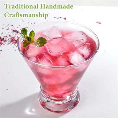 Gencywe 2 Paket Martini Bardağı, 8oz Kristal Kokteyl Bardakları, Martini İçme Bardakları, Bar, Martini, Kozmopolitan, Manhattan, Gimlet, Pisco Sour, Brandy için Elle Üflemeli Sapsız Kokteyl Züccaciye