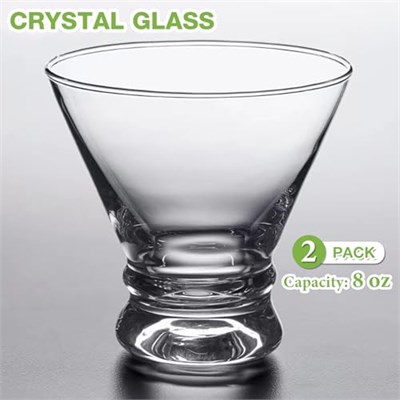 Gencywe 2 Paket Martini Bardağı, 8oz Kristal Kokteyl Bardakları, Martini İçme Bardakları, Bar, Martini, Kozmopolitan, Manhattan, Gimlet, Pisco Sour, Brandy için Elle Üflemeli Sapsız Kokteyl Züccaciye