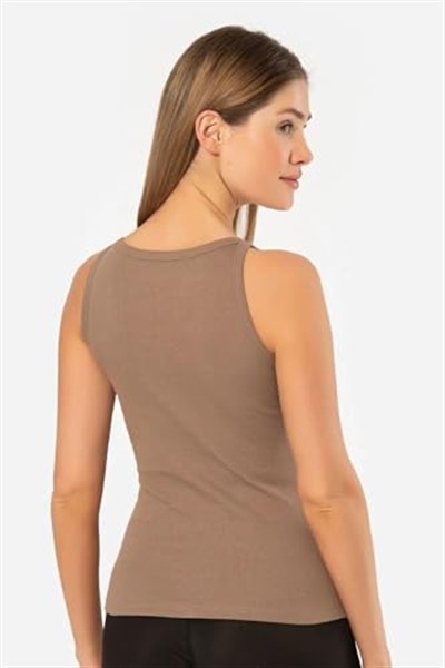 Genel Kadın Kolsuz Shirt Tu3403-kahve