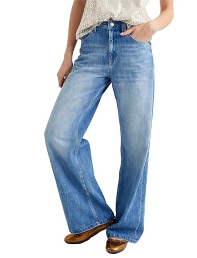 Geniş Paça Kot Pantolon Standart Bel Cepli - Bianca Wide Leg Jeans
