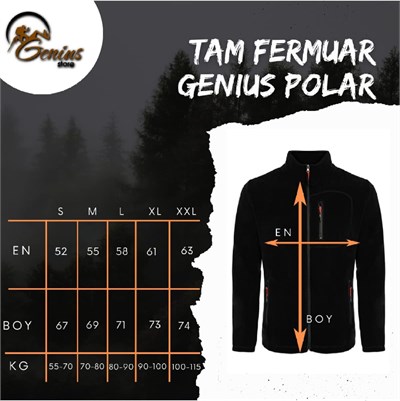 Genıus Store Erkek Polar Tam Fermuarlı 3 Cepli Outdoor Polar Ceket Tactical Flecee POLAR-GNS - Bedenler: S, M, L, XL, XXL